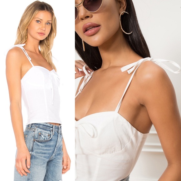 revolve tie strap bustier white corset cami top - Picture 6 of 9